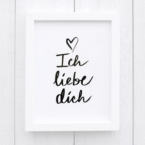 Ich Liebe Dich / I Love You Watercolor Art Print